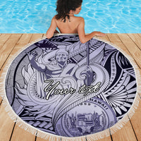 Personalised Aloha King Kamehameha Spirits Beach Blanket Violet Special