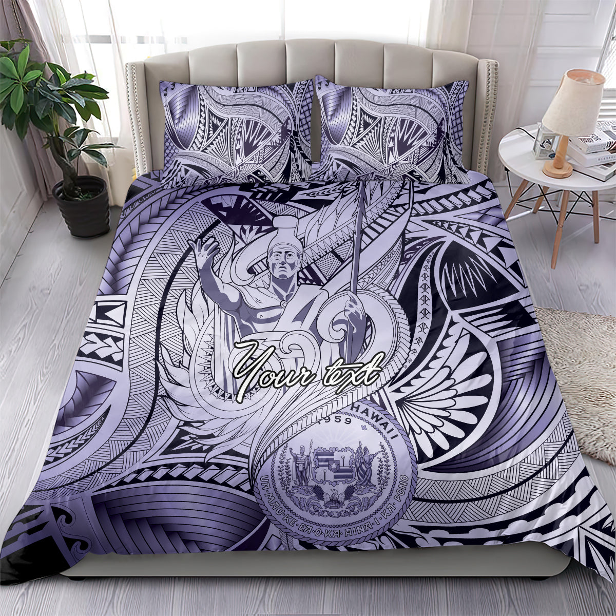 Personalised Aloha King Kamehameha Spirits Bedding Set Violet Special