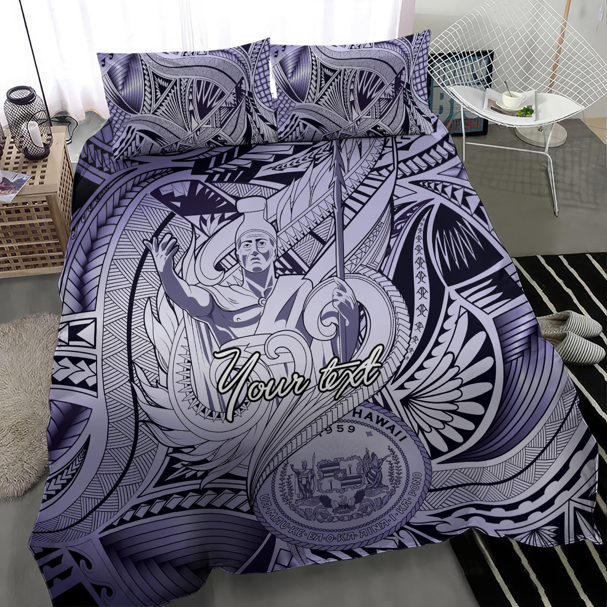 Personalised Aloha King Kamehameha Spirits Bedding Set Violet Special