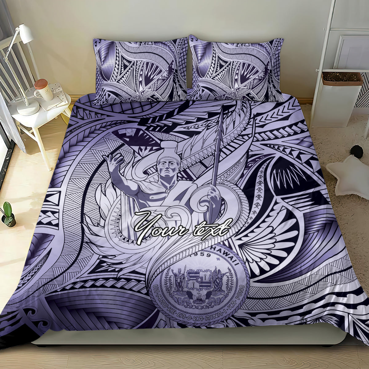 Personalised Aloha King Kamehameha Spirits Bedding Set Violet Special