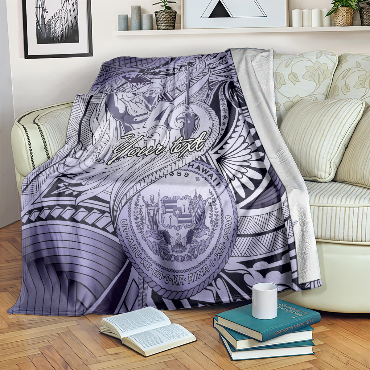Personalised Aloha King Kamehameha Spirits Blanket Violet Special LT9 Violet - Polynesian Pride