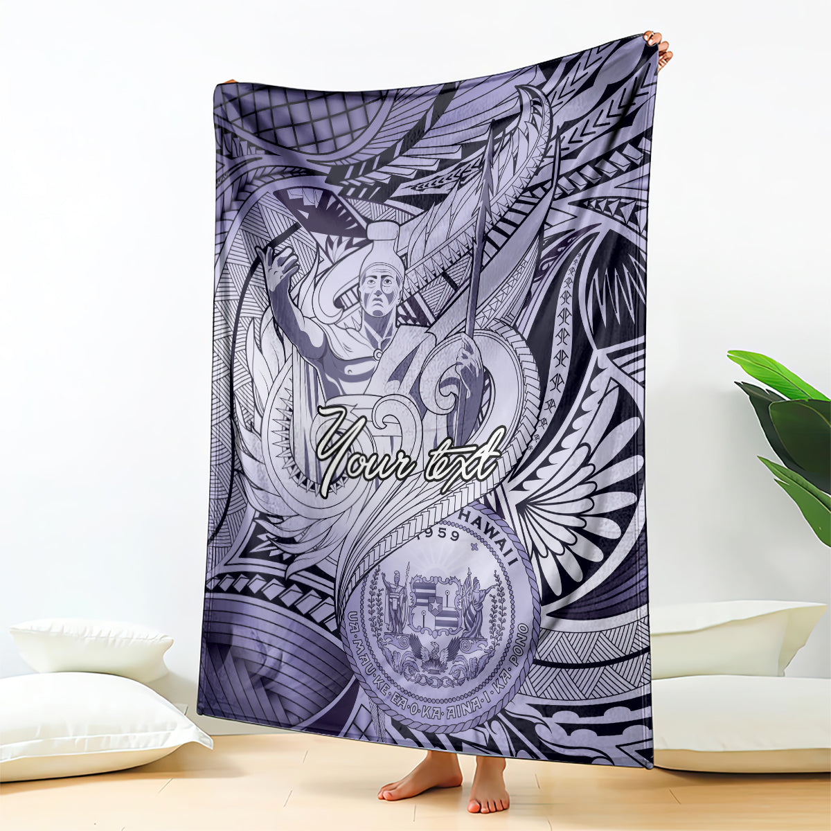 Personalised Aloha King Kamehameha Spirits Blanket Violet Special LT9 - Polynesian Pride