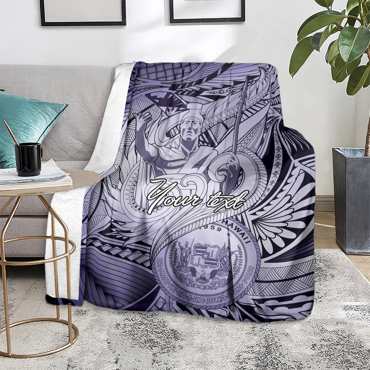 Personalised Aloha King Kamehameha Spirits Blanket Violet Special LT9 - Polynesian Pride