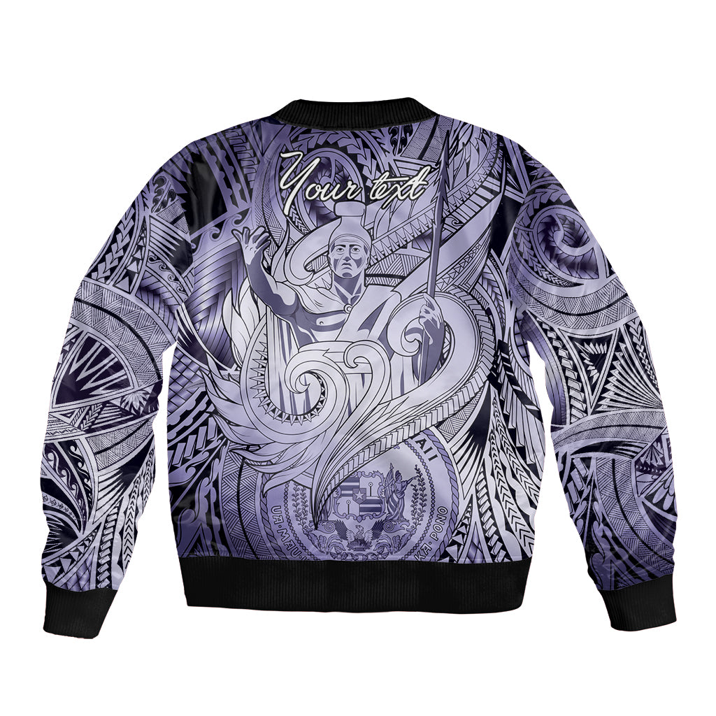 Personalised Aloha King Kamehameha Spirits Bomber Jacket Violet Special LT9 - Polynesian Pride
