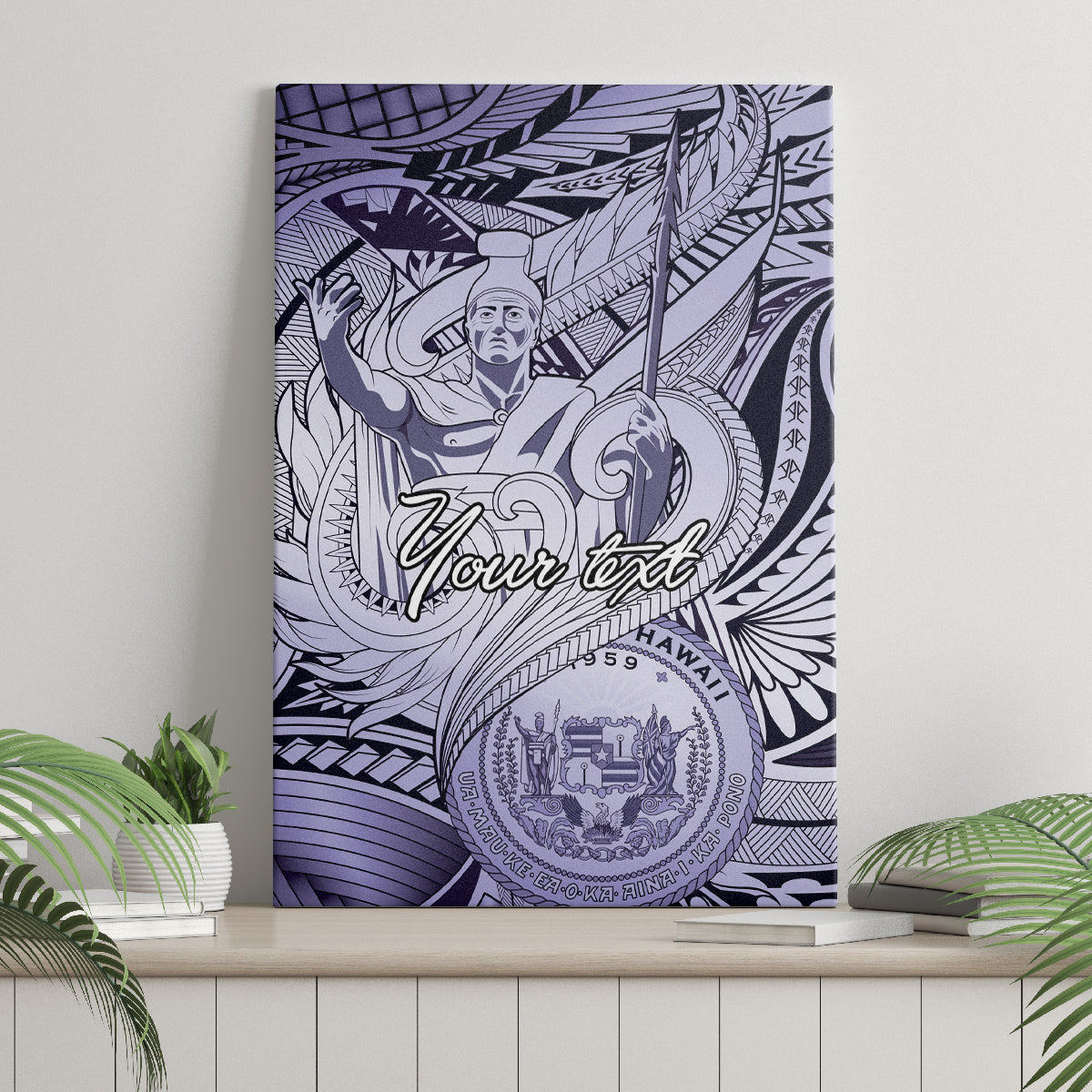 Personalised Aloha King Kamehameha Spirits Canvas Wall Art Violet Special