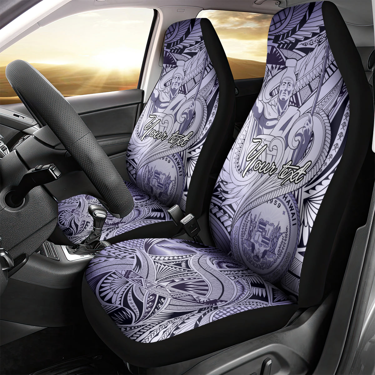 Personalised Aloha King Kamehameha Spirits Car Seat Cover Violet Special