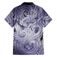 Personalised Aloha King Kamehameha Spirits Family Matching Long Sleeve Bodycon Dress and Hawaiian Shirt Violet Special LT9 - Polynesian Pride