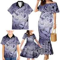 Personalised Aloha King Kamehameha Spirits Family Matching Mermaid Dress and Hawaiian Shirt Violet Special LT9 - Polynesian Pride