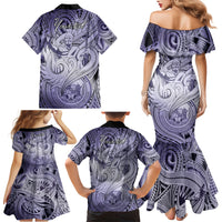 Personalised Aloha King Kamehameha Spirits Family Matching Mermaid Dress and Hawaiian Shirt Violet Special LT9 - Polynesian Pride