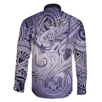 Personalised Aloha King Kamehameha Spirits Family Matching Off Shoulder Maxi Dress and Hawaiian Shirt Violet Special LT9 - Polynesian Pride