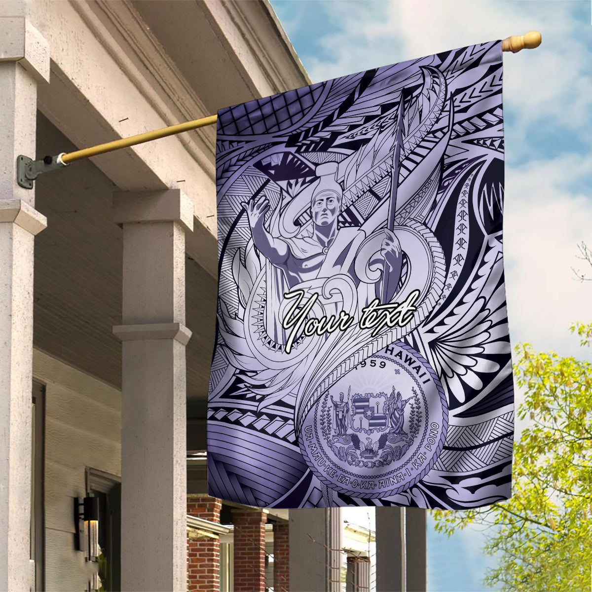 Personalised Aloha King Kamehameha Spirits Garden Flag Violet Special