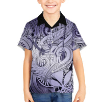 Personalised Aloha King Kamehameha Spirits Kid Hawaiian Shirt Violet Special LT9 Kid Violet - Polynesian Pride