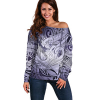 Personalised Aloha King Kamehameha Spirits Off Shoulder Sweater Violet Special LT9 Women Violet - Polynesian Pride