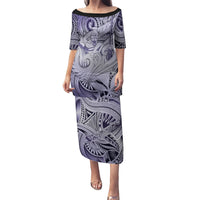 Personalised Aloha King Kamehameha Spirits Puletasi Violet Special LT9 Long Dress Violet - Polynesian Pride