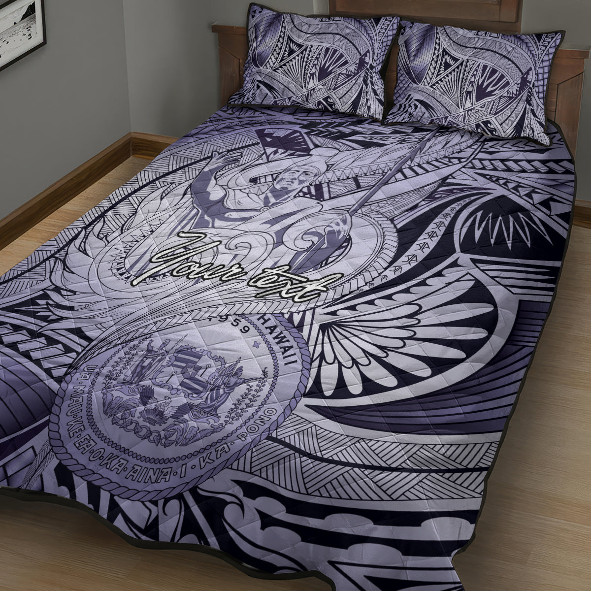 Personalised Aloha King Kamehameha Spirits Quilt Bed Set Violet Special