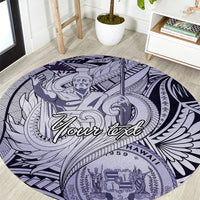 Personalised Aloha King Kamehameha Spirits Round Carpet Violet Special LT9 Violet - Polynesian Pride