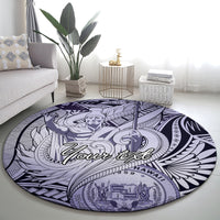 Personalised Aloha King Kamehameha Spirits Round Carpet Violet Special LT9 - Polynesian Pride