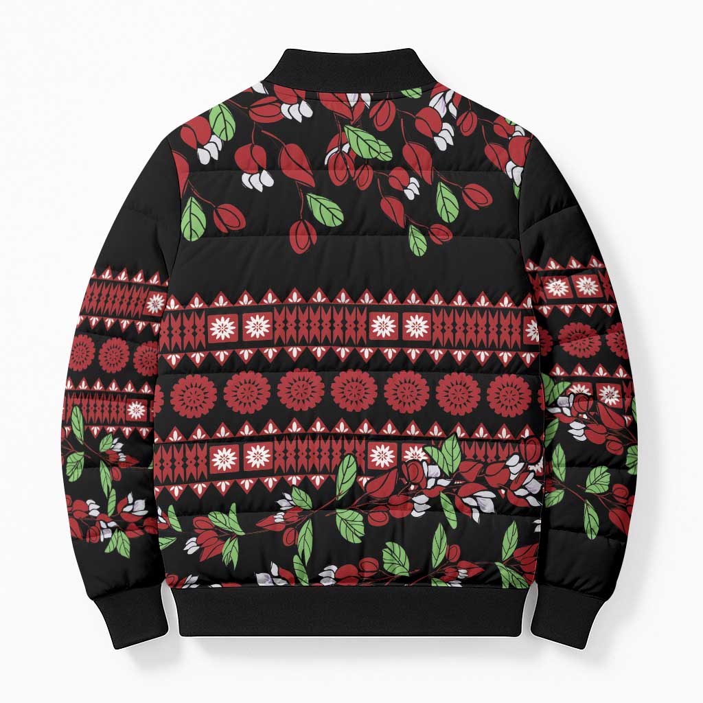 Fiji Masi Bula Tagimoucia Flowers Bomber Puffer Jacket - Polynesian Pride
