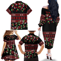 Fiji Masi Bula Tagimoucia Flowers Family Matching Off The Shoulder Long Sleeve Dress and Hawaiian Shirt