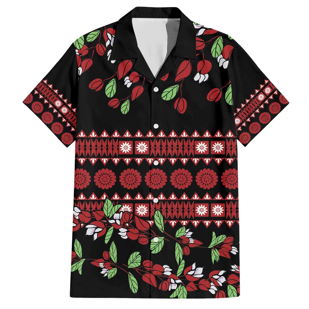 Fiji Masi Bula Tagimoucia Flowers Family Matching Short Sleeve Bodycon Dress and Hawaiian Shirt