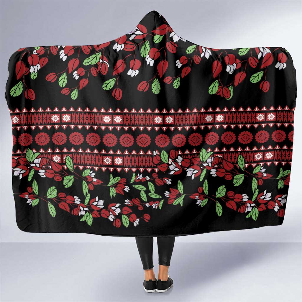 Fiji Masi Bula Tagimoucia Flowers Hooded Blanket
