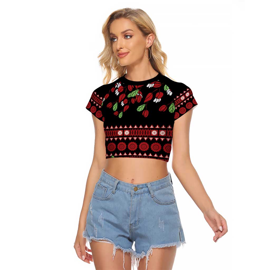 Fiji Masi Bula Tagimoucia Flowers Raglan Cropped T Shirt
