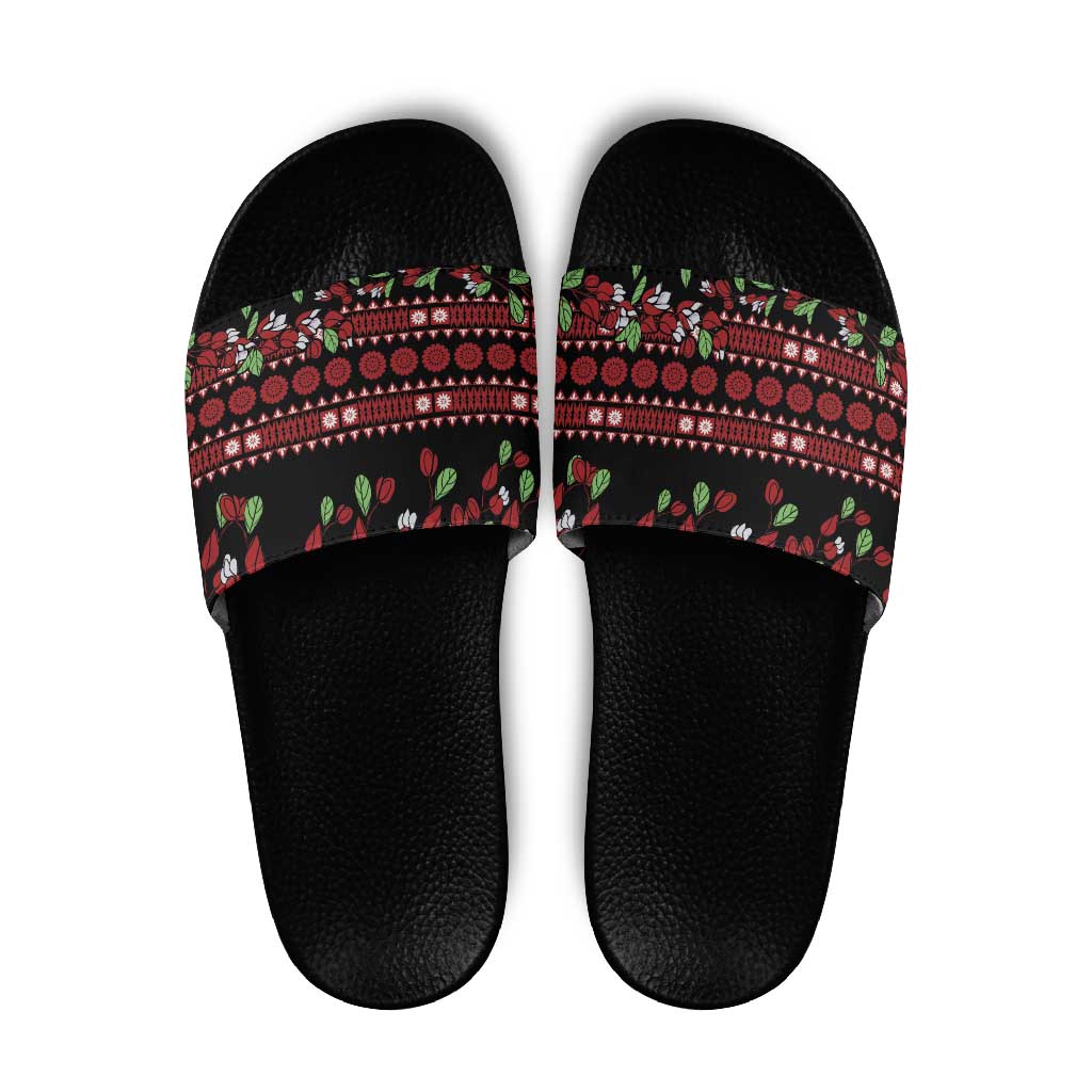 Fiji Masi Bula Tagimoucia Flowers Slide Sandals LT9 Red - Polynesian Pride