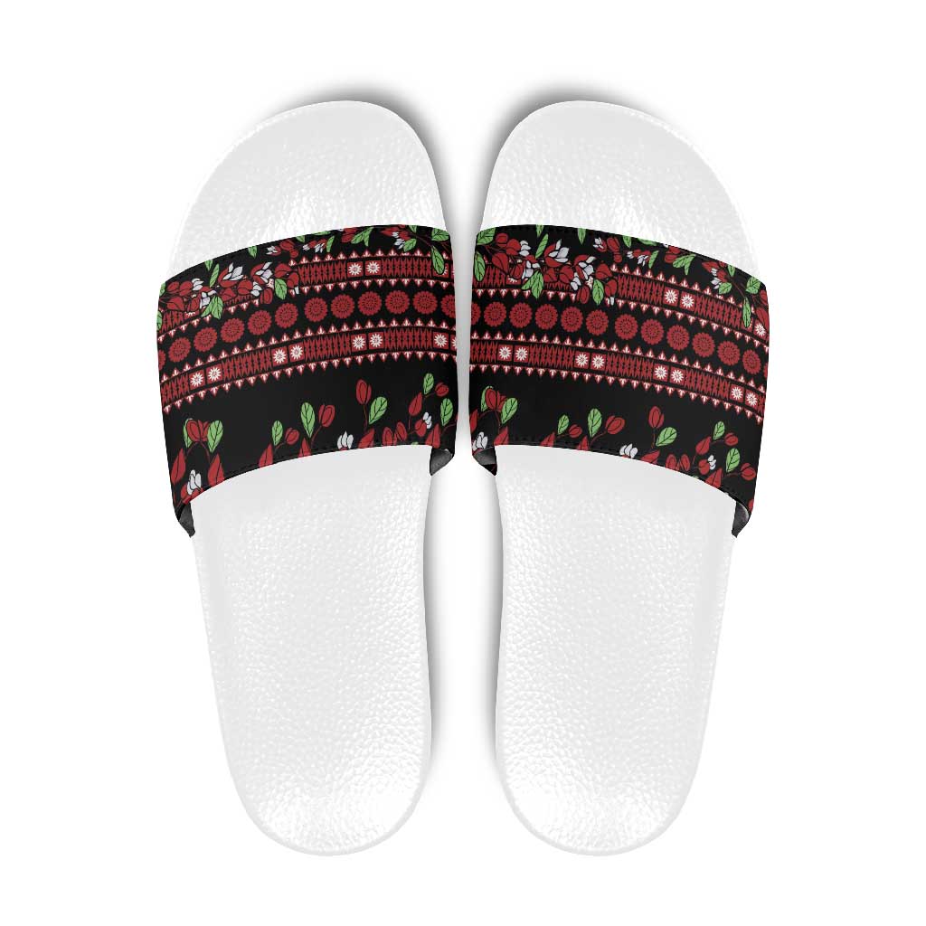 Fiji Masi Bula Tagimoucia Flowers Slide Sandals LT9 Red - Polynesian Pride