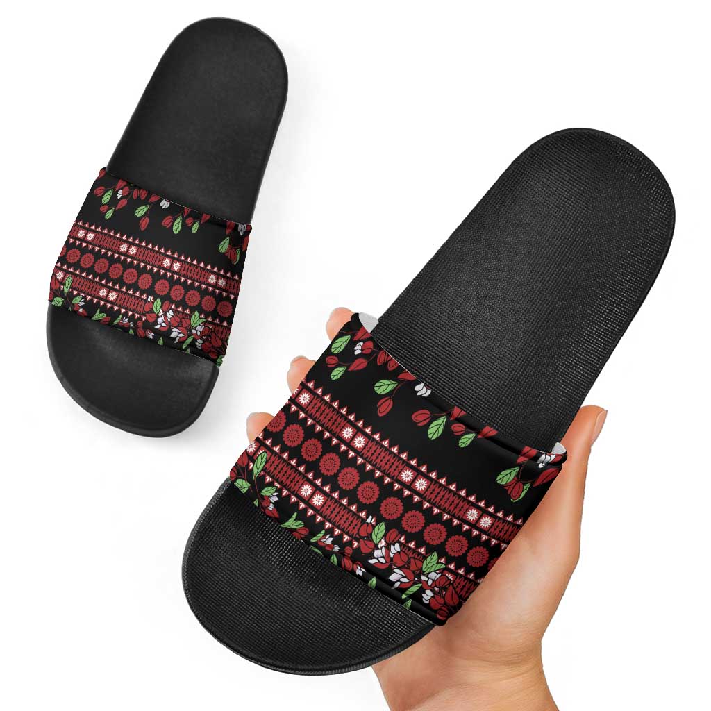 Fiji Masi Bula Tagimoucia Flowers Slide Sandals LT9 - Polynesian Pride