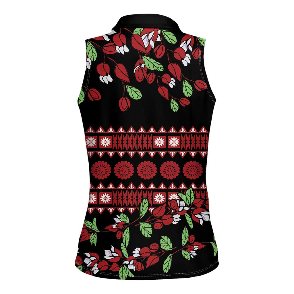 Fiji Masi Bula Tagimoucia Flowers Women Sleeveless Polo Shirt