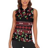 Fiji Masi Bula Tagimoucia Flowers Women Sleeveless Polo Shirt