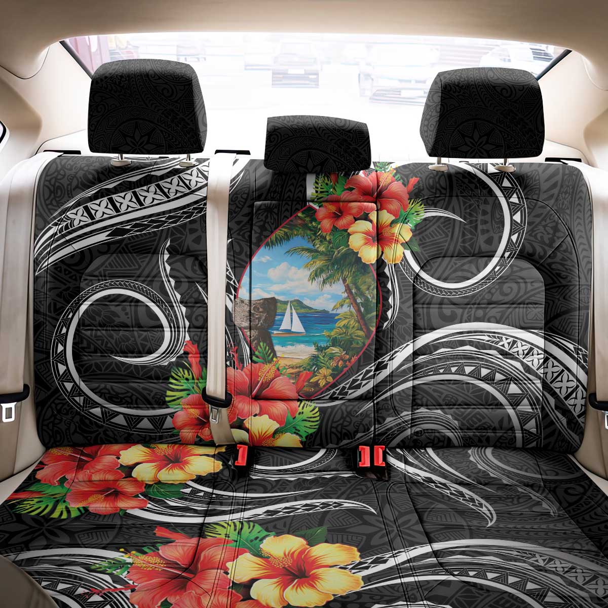 Hafa Adai Guam Back Car Seat Cover Guahan Seal Chamorro Stones Tribal