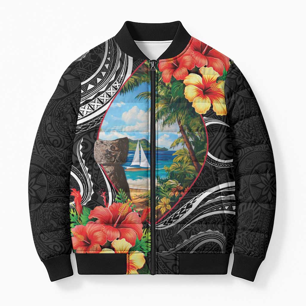 Hafa Adai Guam Bomber Puffer Jacket Guahan Seal Chamorro Stones Tribal - Polynesian Pride