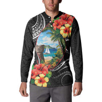 Hafa Adai Guam Button Sweatshirt Guahan Seal Chamorro Stones Tribal