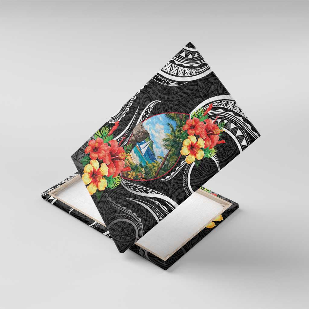 Hafa Adai Guam Canvas Wall Art Guahan Seal Chamorro Stones Tribal