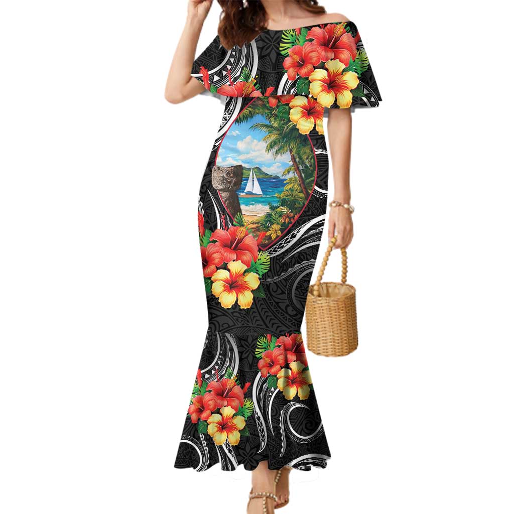 Hafa Adai Guam Family Matching Mermaid Dress and Hawaiian Shirt Guahan Seal Chamorro Stones Tribal