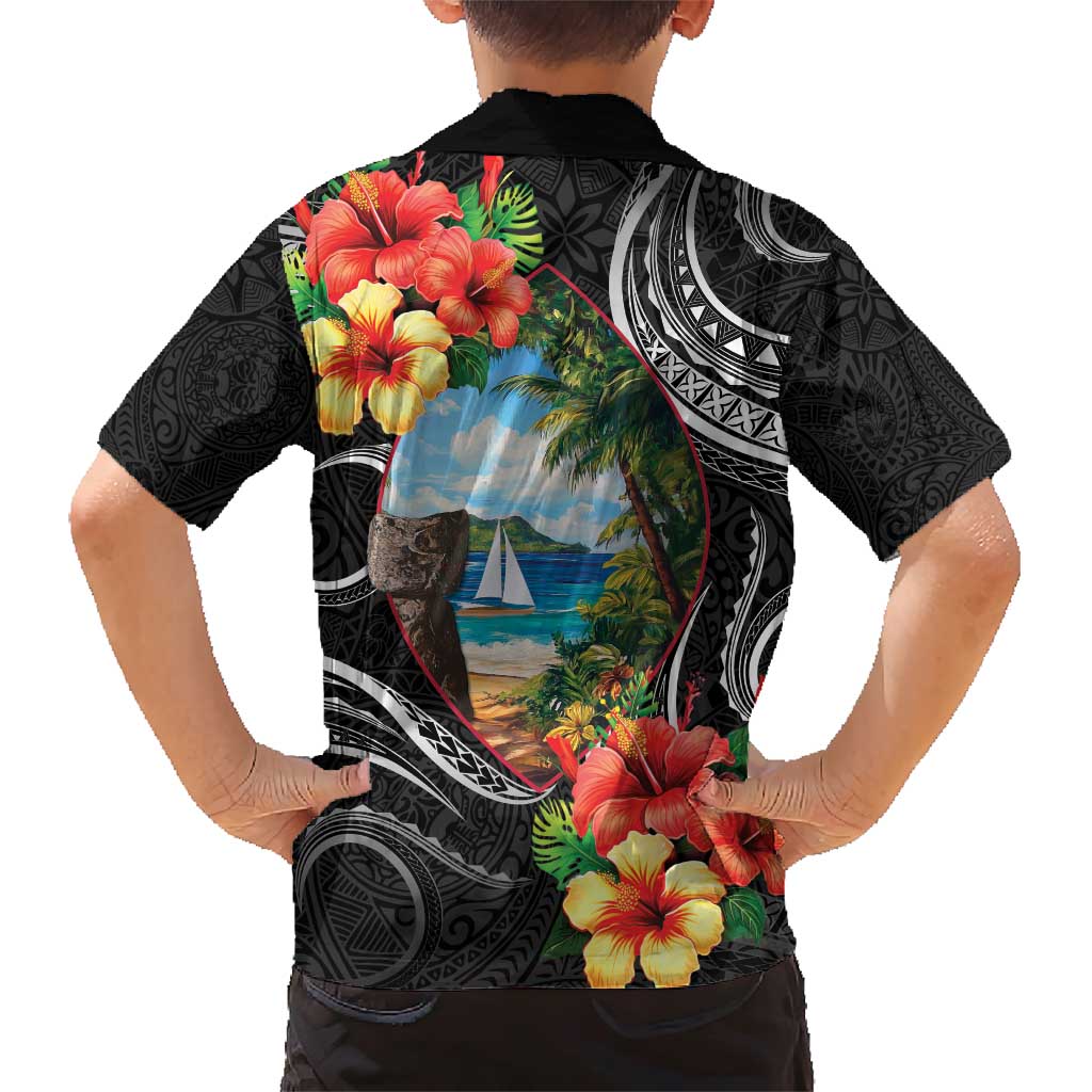 Hafa Adai Guam Family Matching Short Sleeve Bodycon Dress and Hawaiian Shirt Guahan Seal Chamorro Stones Tribal