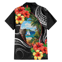 Hafa Adai Guam Family Matching Short Sleeve Bodycon Dress and Hawaiian Shirt Guahan Seal Chamorro Stones Tribal