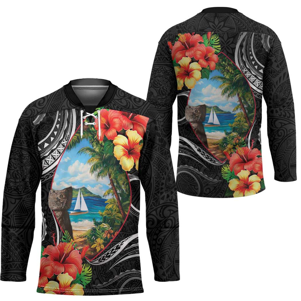 Hafa Adai Guam Hockey Jersey Guahan Seal Chamorro Stones Tribal - Polynesian Pride