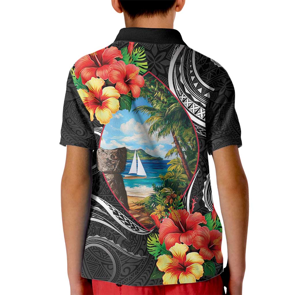 Hafa Adai Guam Kid Polo Shirt Guahan Seal Chamorro Stones Tribal