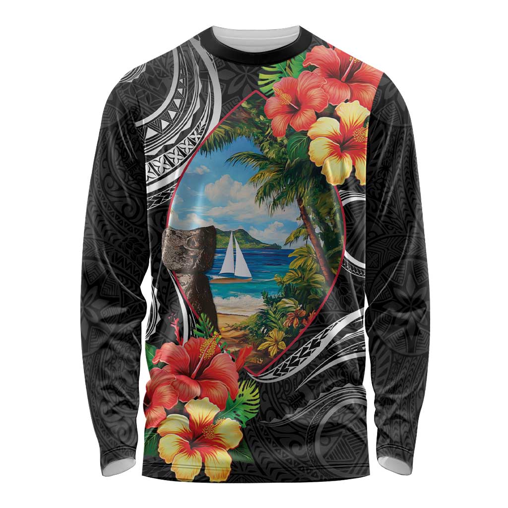 Hafa Adai Guam Long Sleeve Shirt Guahan Seal Chamorro Stones Tribal