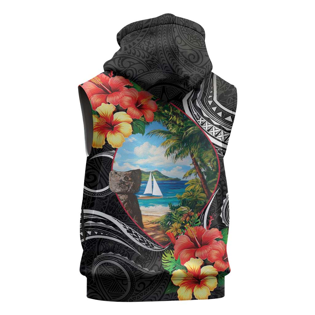 Hafa Adai Guam Sleeveless Zip Hoodie Guahan Seal Chamorro Stones Tribal - Polynesian Pride