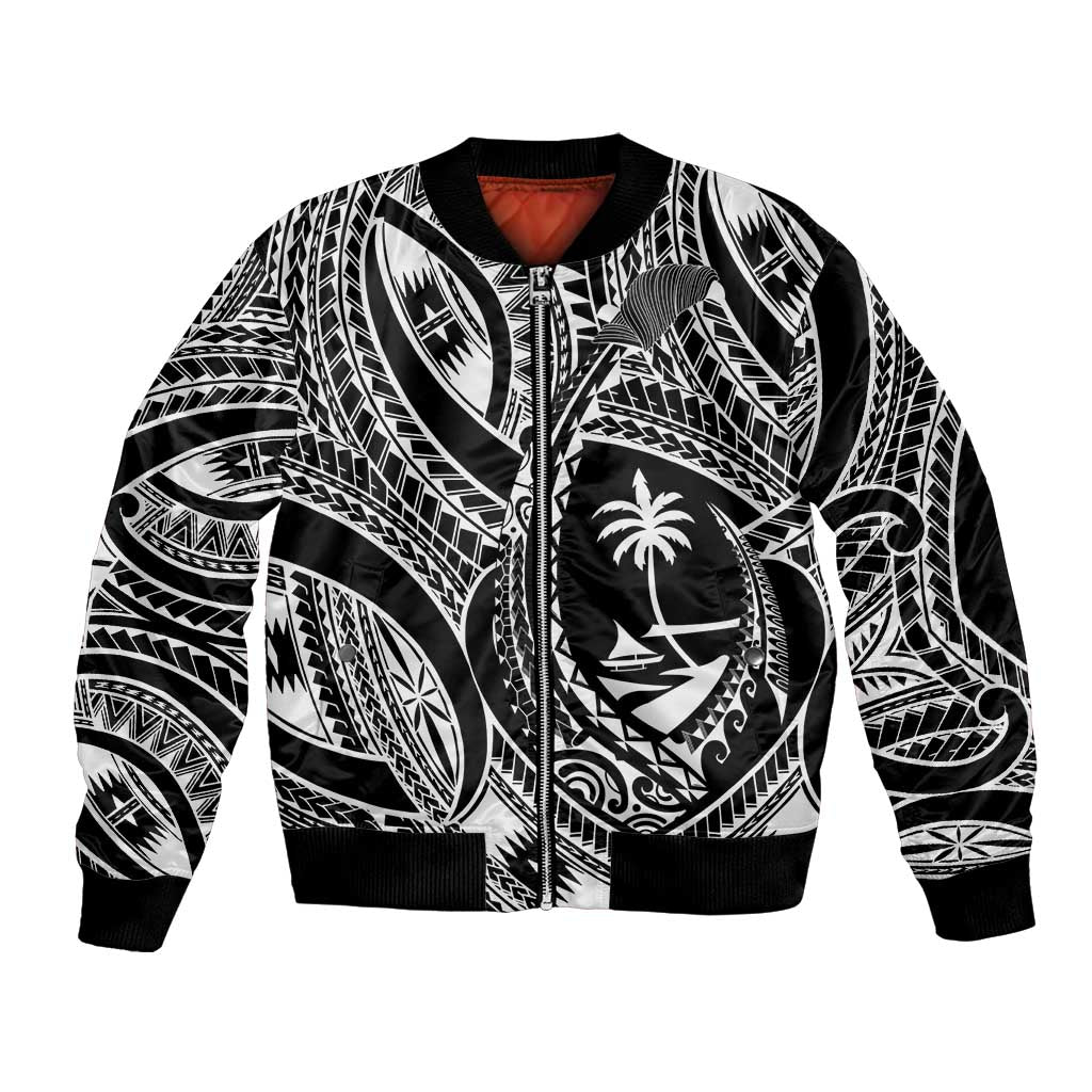 Hafa Adai Guam Inspired Tattoo Bomber Jacket LT9 Unisex Black - Polynesian Pride