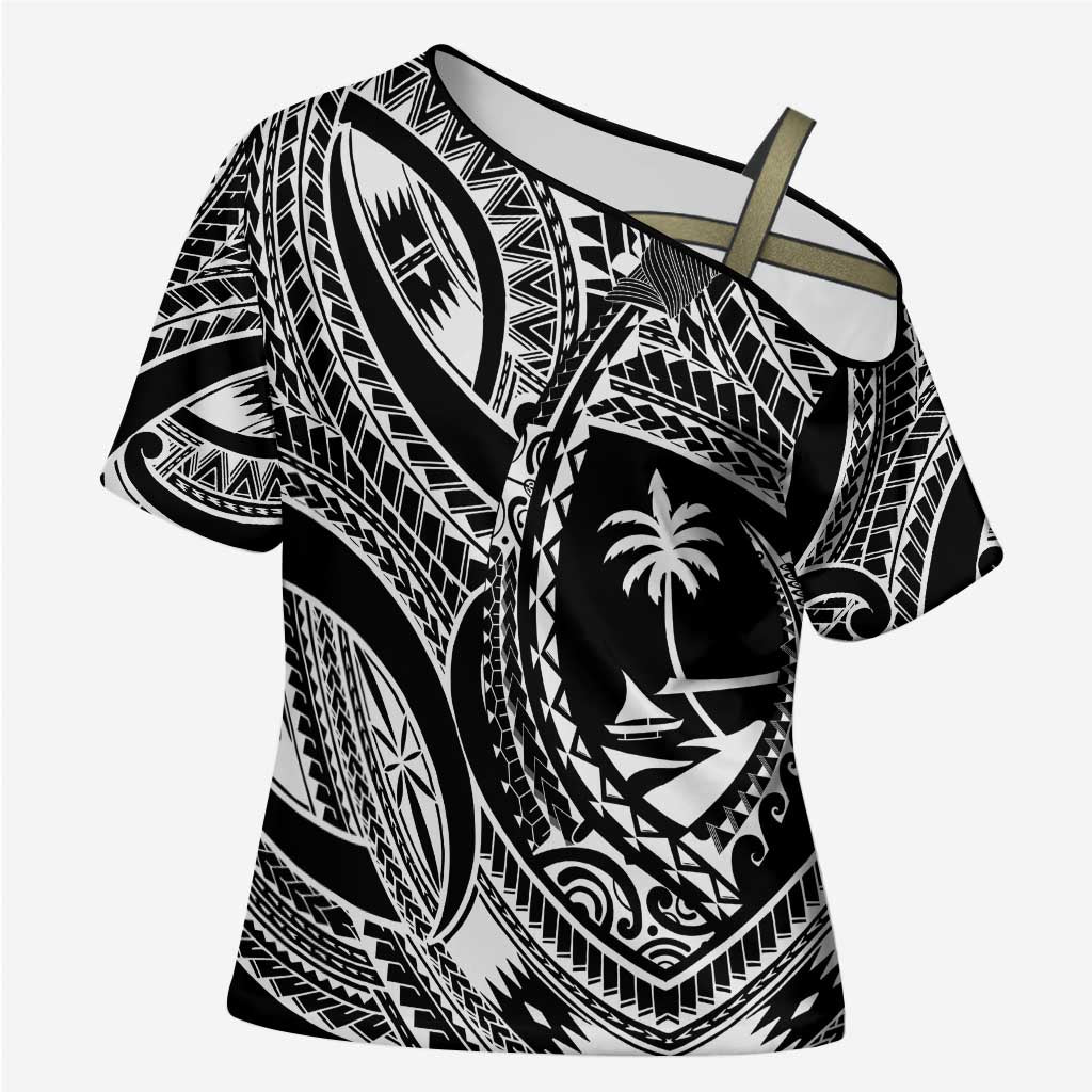 Hafa Adai Guam Inspired Tattoo Cross Shoulder Shirt - Polynesian Pride
