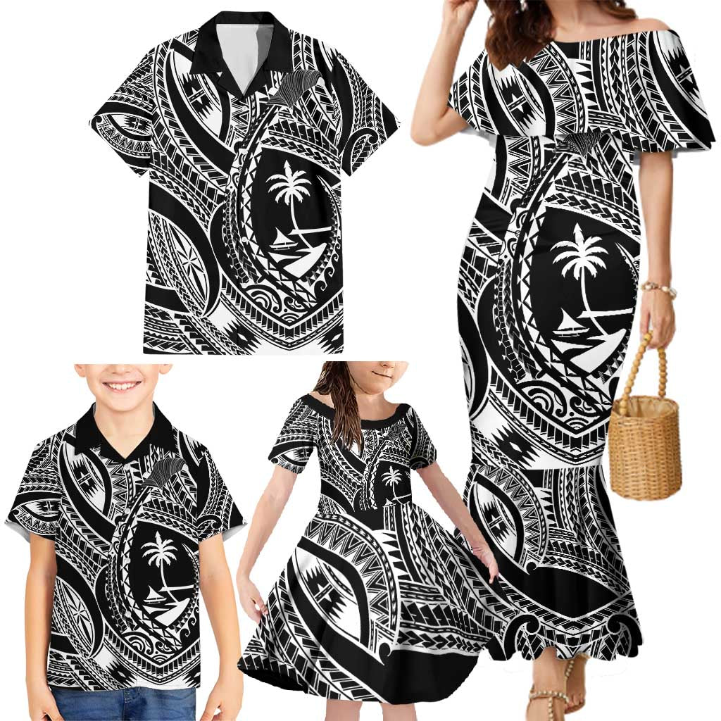 Hafa Adai Guam Inspired Tattoo Family Matching Mermaid Dress and Hawaiian Shirt