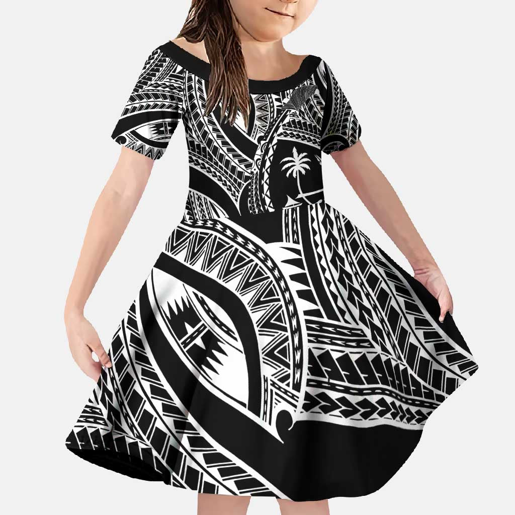 Hafa Adai Guam Inspired Tattoo Family Matching Short Sleeve Bodycon Dress and Hawaiian Shirt