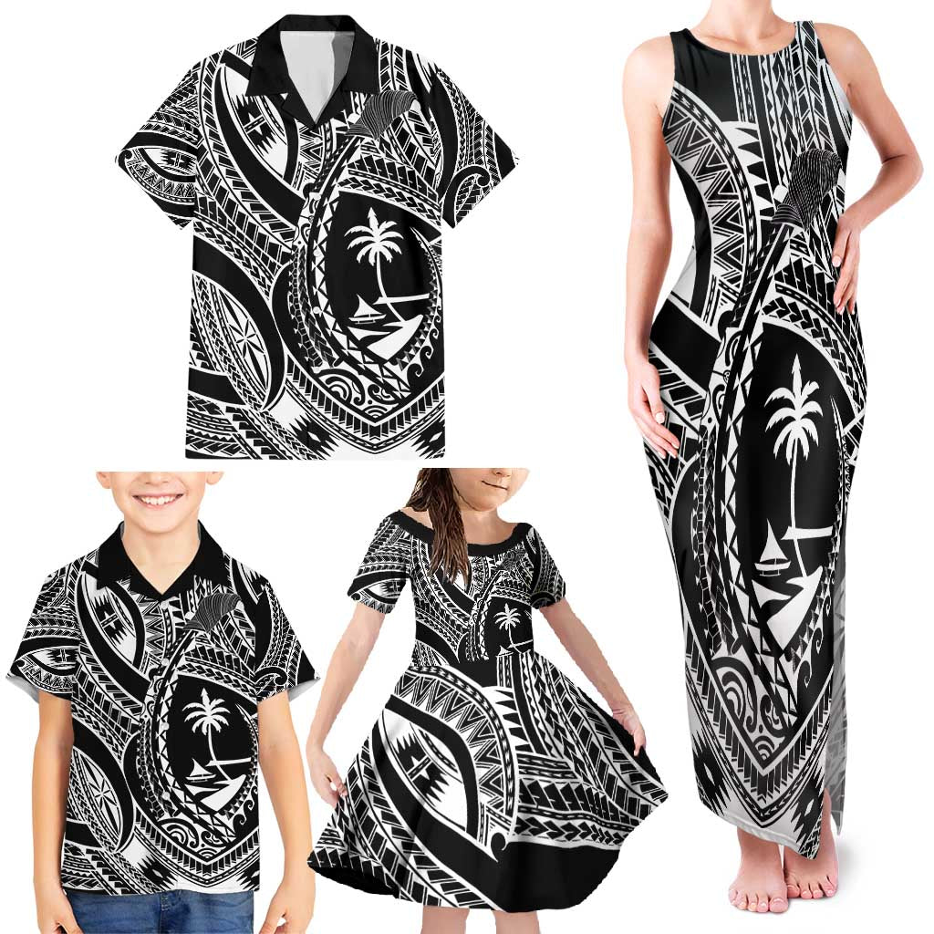 Hafa Adai Guam Inspired Tattoo Family Matching Tank Maxi Dress and Hawaiian Shirt