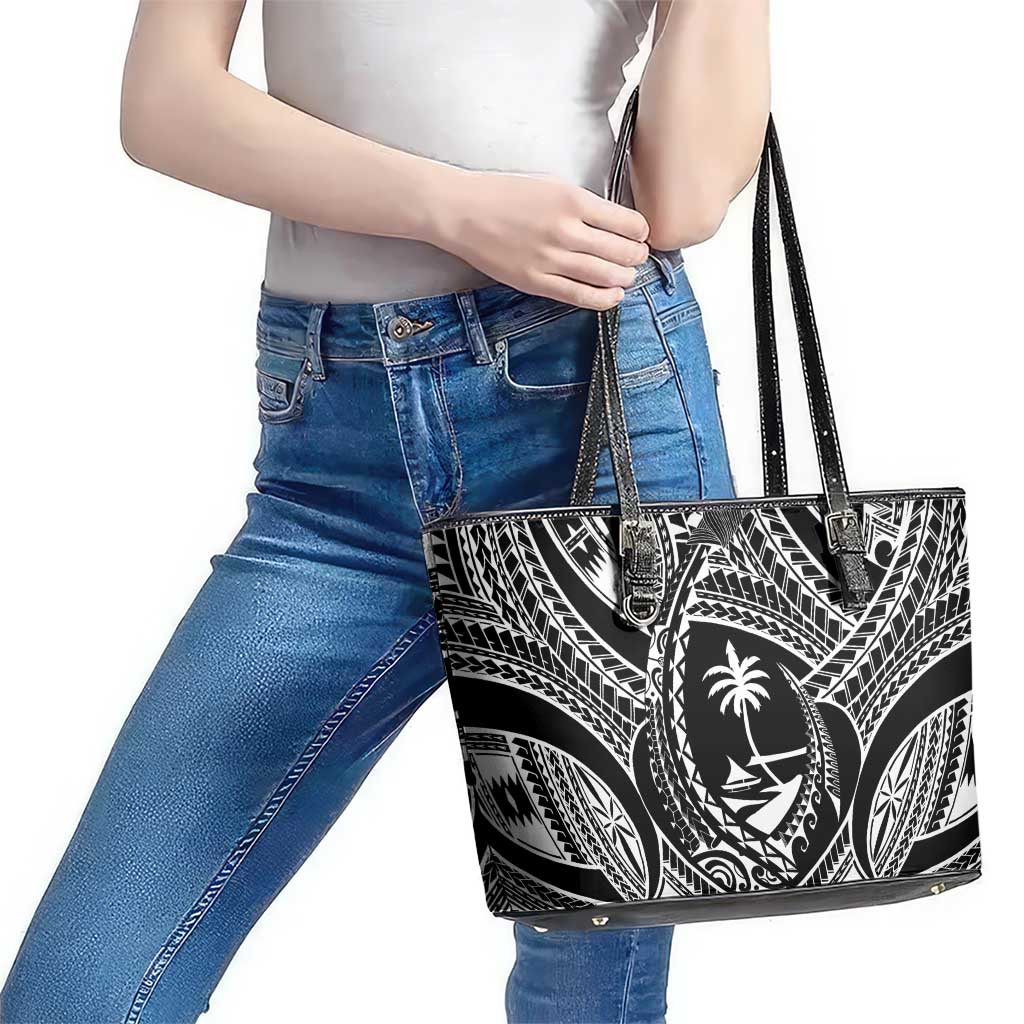 Hafa Adai Guam Inspired Tattoo Leather Tote Bag