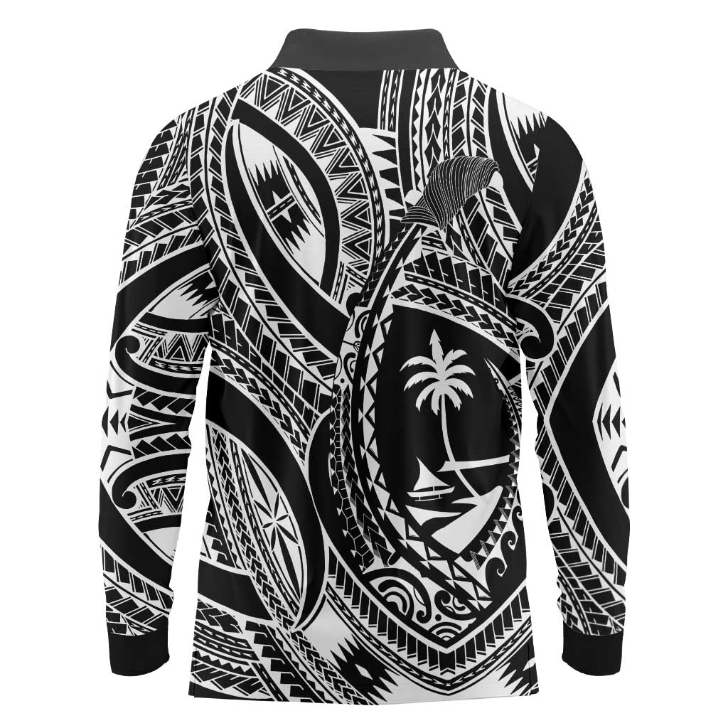 Hafa Adai Guam Inspired Tattoo Long Sleeve Polo Shirt