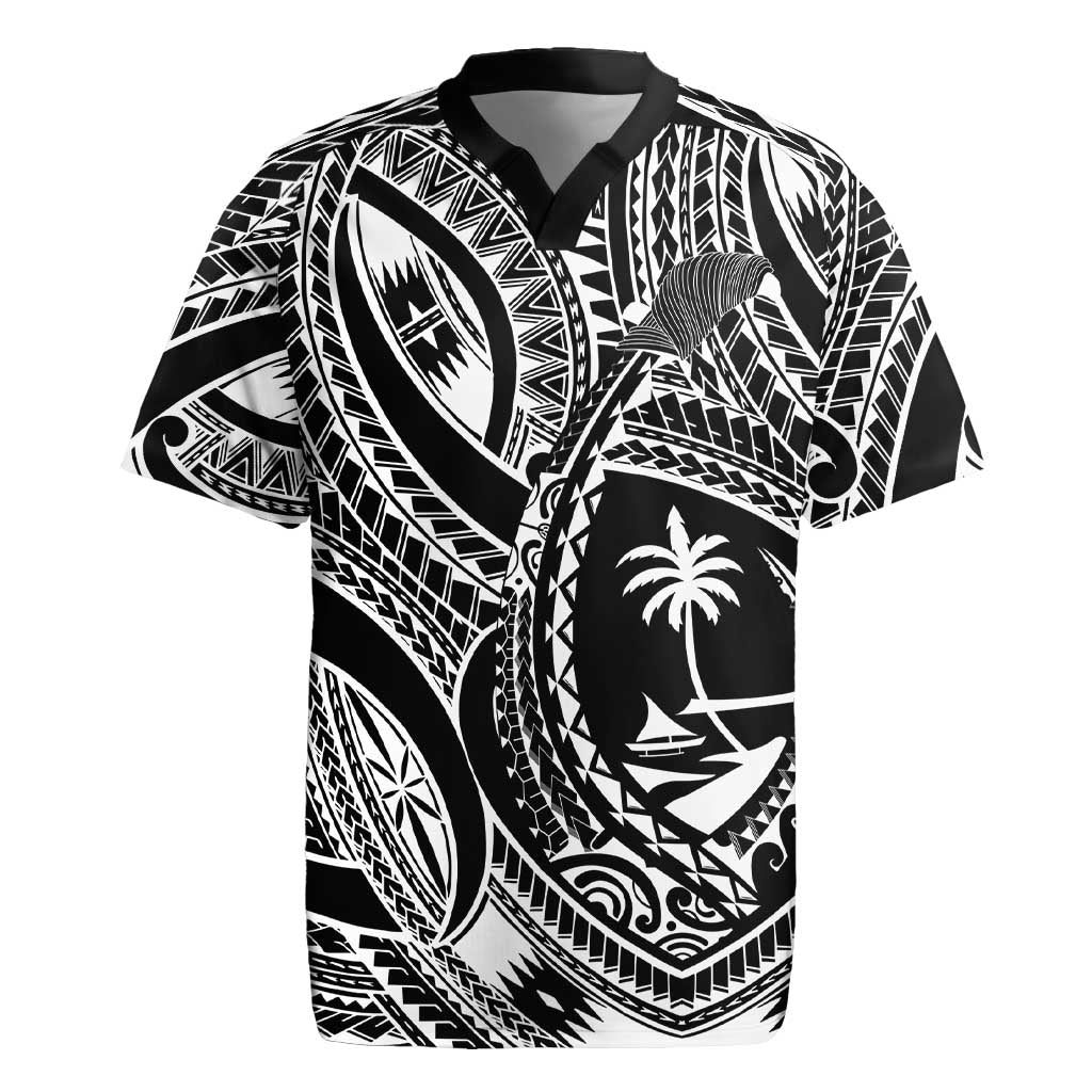 Hafa Adai Guam Inspired Tattoo Rugby Jersey LT9 Black - Polynesian Pride